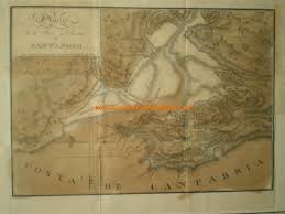 Plano de la Ria y Puerto de Santander, mapa antiguo de Cantabria. Fuente.